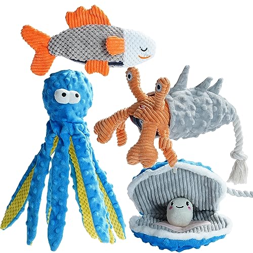 Nocciola Quietschendes Hundespielzeug mit Knistern, blauer Oktopus, Ozean, interaktives Seil-Hundespielzeug für Welpen, kleine, mittelgroße und große Hunde, langlebiges Nocciola Quietschendes Hundespielzeug mit Knistern, blauer Oktopus, Ozean, interaktives Seil-Hundespielzeug für Welpen, kleine, mittelgroße und große Hunde, langlebiges von Nocciola