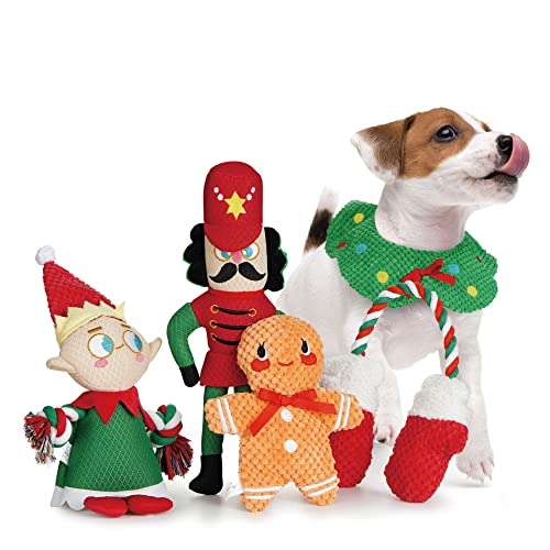 Nocciola Weihnachts-Hundespielzeug, 5 langlebige, quietschende Spielzeuge, Plüsch-Kauspielzeug, niedlich weich für die Zahnreinigung, für mittelgroße und kleine Hunde von Nocciola