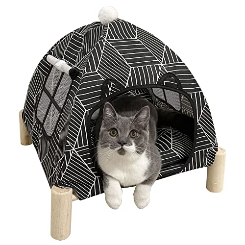 Nockovi 2-in-1 Katzenzelt Holzrahmen Katzenbett Schnelle Montage und Demontage Tragbares Indoor/Outdoor Haustierzelt Haus für Katzen, Welpen und andere Kleintiere-Schwarzes Rautenmuster Nockovi 2-in-1 Katzenzelt Holzrahmen Katzenbett Schnelle Montage und Demontage Tragbares Indoor/Outdoor Haustierzelt Haus für Katzen, Welpen und andere Kleintiere-Schwarzes Rautenmuster von Nockovi
