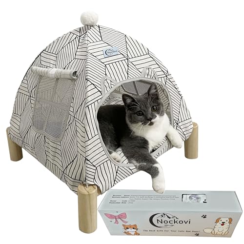 Nockovi 2-in-1 Katzenzelt Holzrahmen Katzenbett Katzenhängematte Schnelle Montage und Demontage Tragbares Indoor/Outdoor Haustierzelt Haus für Katzen, Welpen und andere Kleintiere-Weißes Rautenmuster Nockovi 2-in-1 Katzenzelt Holzrahmen Katzenbett Katzenhängematte Schnelle Montage und Demontage Tragbares Indoor/Outdoor Haustierzelt Haus für Katzen, Welpen und andere Kleintiere-Weißes Rautenmuster von Nockovi