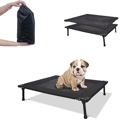 Nockovi Erhöhtes Hundebett, faltbar, erhöhter Rahmen mit abnehmbarem Kissen, tragbar, wasserdicht, für kleine Hunde, für drinnen und draußen, Camping, Reisen von Nockovi