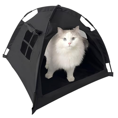 Nockovi Schwarzes Katzenzelthaus, Katzennest, schnelle Montage und Demontage, tragbares Haustierzelt für drinnen und draußen, für Katzen, Welpen und andere Kleintiere Nockovi Schwarzes Katzenzelthaus, Katzennest, schnelle Montage und Demontage, tragbares Haustierzelt für drinnen und draußen, für Katzen, Welpen und andere Kleintiere von Nockovi