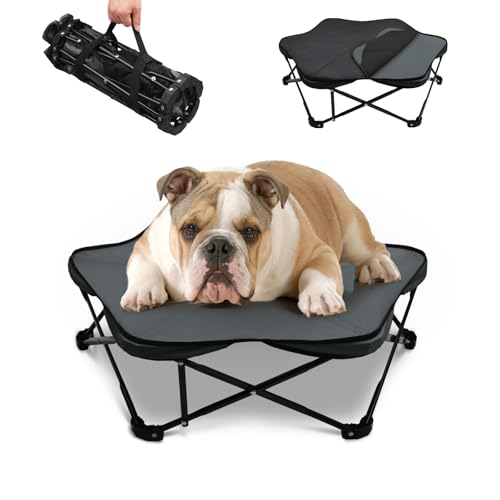 Nockovi Sechseckiges erhöhtes Hundebett, faltbar, erhöhter Rahmen mit abnehmbarem Kissen, tragbar, wasserdicht, für kleine Hunde, für drinnen und draußen, Camping, Reisen von Nockovi