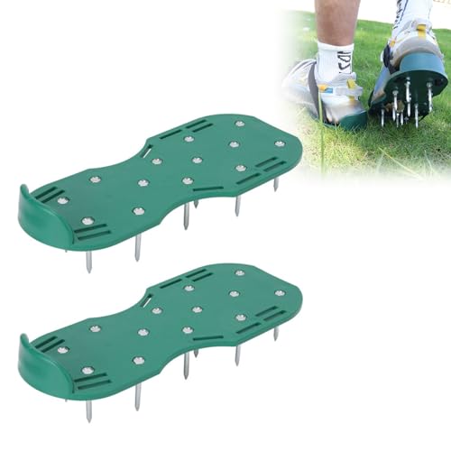 Noeborty Rasenlüfterschuhe, 1 Paar Nagelschuhe mit 13cm Nagel, Sandalen Aerifizierer Rasenlüfter Schuhe Nagelschuhe, Zum einfachen Belüften von Rasenflächen (Grün) von Noeborty