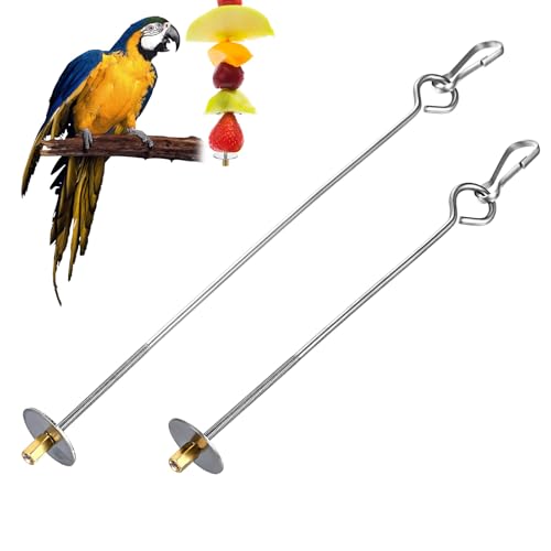 Nogeqi 2 Stück Nymphensittich Futter Hängen, Edelstahl Vogelfutter Wellensittich Käfig Futterspender, Hängende Wellensittiche Futter Halter, Vogel Spielzeug Für Papageien Gemüse Futtersuche (Silber) von Nogeqi