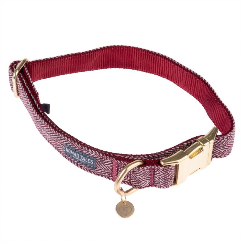 Nomad Tales Calma Halsband, burgundy - Größe  M: 34 - 55 cm Halsumfang, 20 mm breit von Nomad Tales