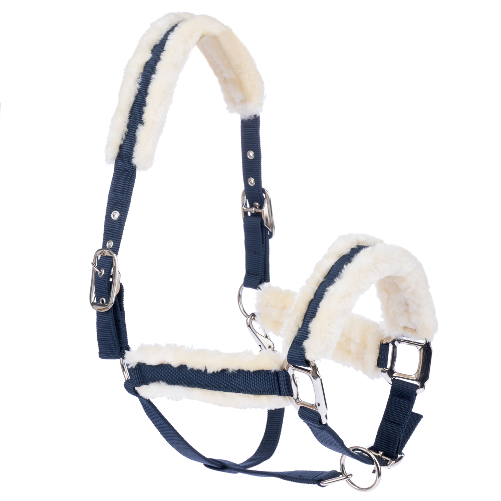 Nomad Tales Halfter mit Kunstfellbesatz, marineblau - Pony von Nomad Tales