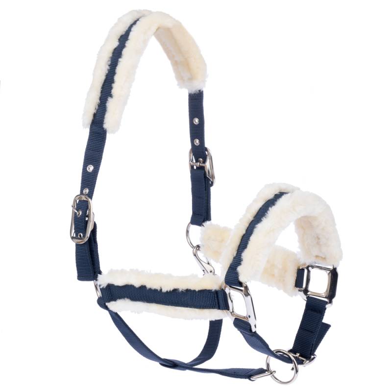 Nomad Tales Halfter mit Kunstfellbesatz, marineblau - Pony von Nomad Tales