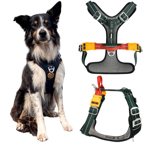 Nomadog Trailblazer Anti Zug Hundegeschirr Gepolstert Mit Haltegriff – Ideal Für Aktive Hunde & Abenteuer Im Freien – Reflektierend, Verstellbar, Aluminium Ringe - Brustgeschirr Hund Mittel (M) von Nomadog