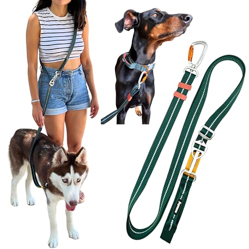 Nomadog Trailblazer Freihandleine Hund 2,4m - Doppelseitig und Stufenlos Verstellbar - Multifunktionale 6-in-1 Hundeleine mit Sicherheitskarabiner aus Aluminium - Perfekt für Jogging und Wandern Nomadog Trailblazer Freihandleine Hund 2,4m - Doppelseitig und Stufenlos Verstellbar - Multifunktionale 6-in-1 Hundeleine mit Sicherheitskarabiner aus Aluminium - Perfekt für Jogging und Wandern von Nomadog