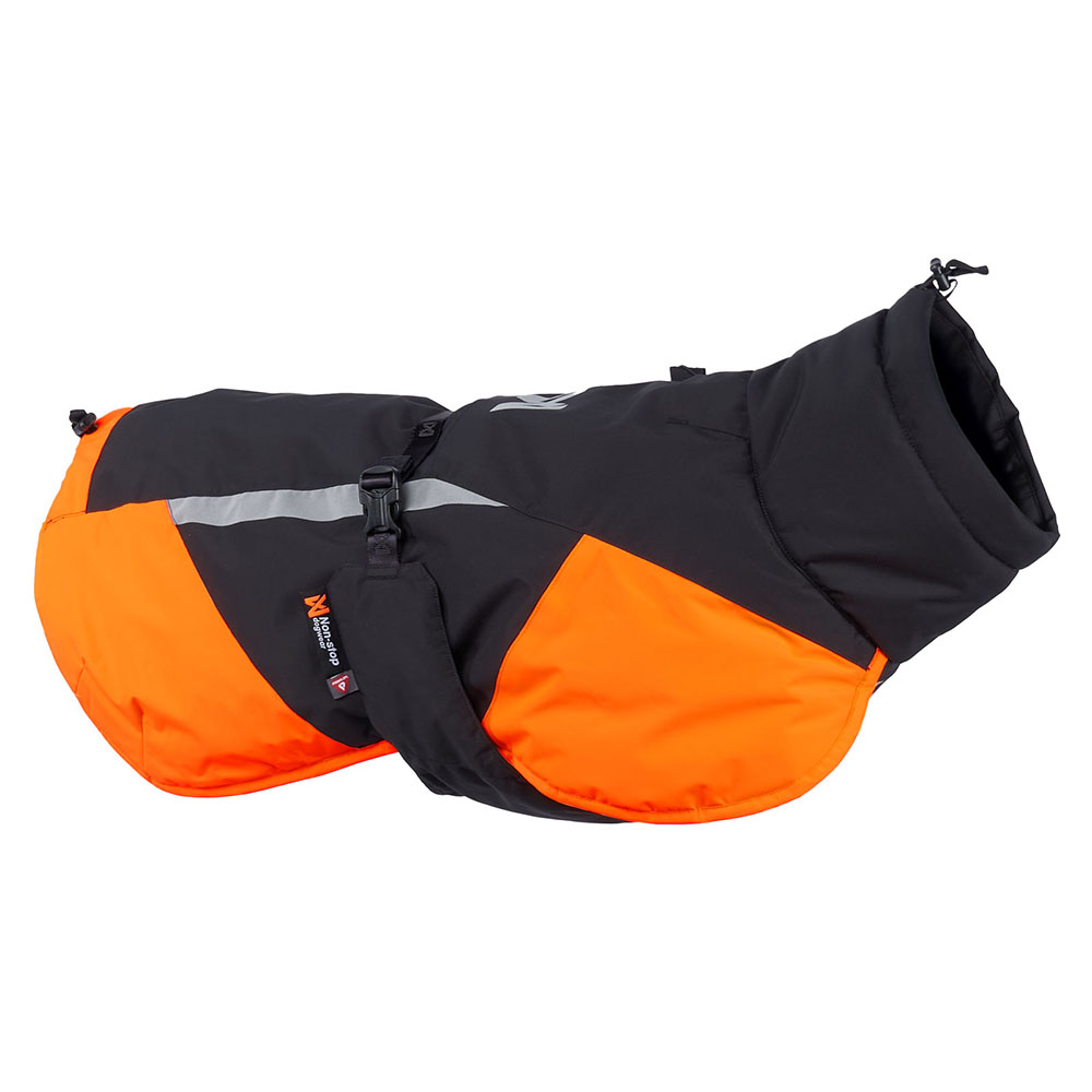 Non-stop dogwear® Hundemantel Glacier Jacket 3.0 black/orange, Gr. 80, Rückenlänge: ca. 74 - 86 cm, Brustumfang: bis max. 98 cm von Non-stop dogwear®