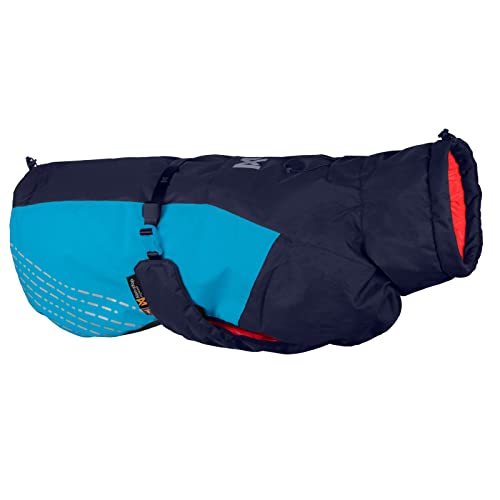 Non-stop dogwear Glacier Jacket 2.0, warme Hundejacke für Winter und kaltes Wetter mit Leinenöffnung und Beinschlaufen, Blau, Größe 60 für mittelgroße Hunde von Non-stop dogwear