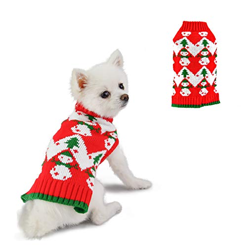 None/Brand Weihnachtspullover für Hunde und Katzen, für kleine Hunde, niedlicher Schneepullover, Schneemann-Kleidung, modischer Rollkragen, Strickware, warm, bequem im kalten Winter von None/Brand
