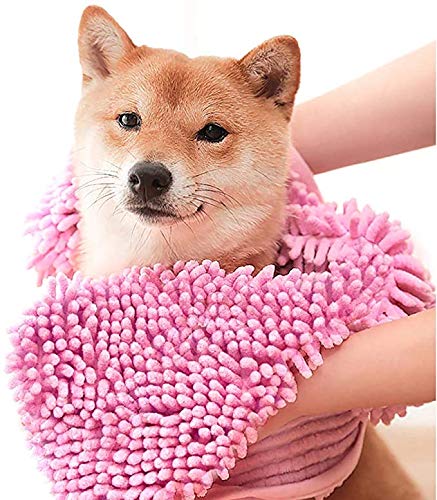 None Brand Handtuch für Haustiere Super Absorbent Badetücher aus Mikrofaser Schnelles Trocknen für Hund 35 * 60cm (Rosa) von None Brand