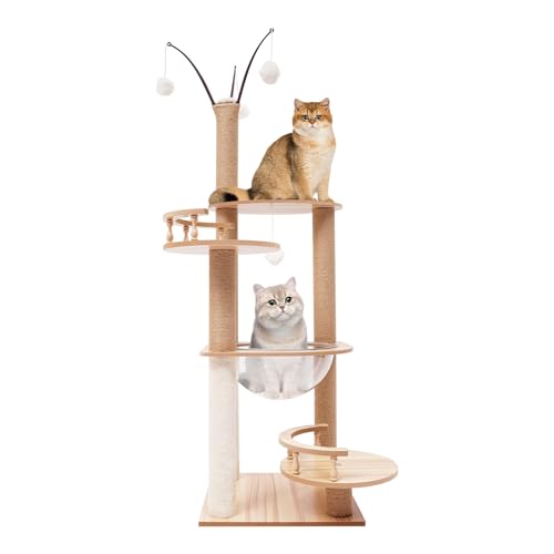 Katzenbaum, Freistehend Kratzbaum, Mehrstöckiges Katzenhaus mit 3 Kratzsäulen, 2 Plattformen, Katzenspielzeug, Katzen Zubehör, Kletterbaum, Hellbraun, 40 * 40 * 132cm Katzenbaum, Freistehend Kratzbaum, Mehrstöckiges Katzenhaus mit 3 Kratzsäulen, 2 Plattformen, Katzenspielzeug, Katzen Zubehör, Kletterbaum, Hellbraun, 40 * 40 * 132cm von NoneDanGee