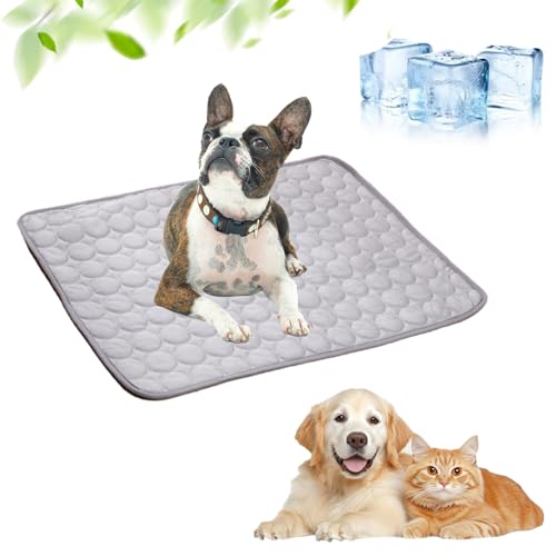 Nonshio Kühlmatte für Hunde, waschbar, tragbar, Kühlkissen für Hunde und Katzen, für drinnen und draußen, hält kühl für Haustiere (Grau, Größe XL 79,5 x 55,6 cm) von Nonshio