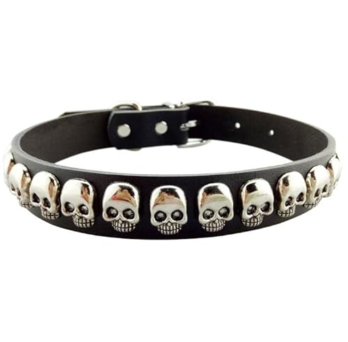 Cool Collar with Skulls for Dogs in Black & White Genuine Leather Cool Collar with Skulls for Dogs in Black & White Genuine Leather von Noorzai Scandinavia