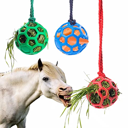 Pferde-Leckerli-Ball, Heu-Futterstation, Spielzeug, 3 Stück, Ziegen-Futterball zum Aufhängen, für Schaf, Pferde, Ziegenfutterspender und lindert Stress von Nopaso