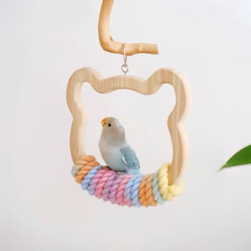 Nopikku Vogelschaukel aus Holz mit Farbverlauf und buntem Baumwollseil für Vogelkäfige – natürliches Hängespielzeug für Vögel wie Sittiche, Wellensittiche, Sittiche, Sittiche, Sittiche Nopikku Vogelschaukel aus Holz mit Farbverlauf und buntem Baumwollseil für Vogelkäfige – natürliches Hängespielzeug für Vögel wie Sittiche, Wellensittiche, Sittiche, Sittiche, Sittiche von Nopikku