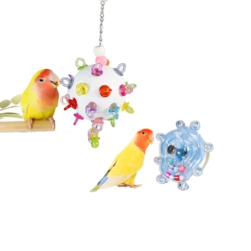 Nopikku Vogelspielzeug, Radspinner, Rassel und Käfig zum Aufhängen, kaubarer Pacifer-Ball, Spielzeug-Set, lustiges Vogelkäfig-Zubehör für Haustiervögel von Nopikku