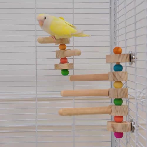 Vogelständer aus Holz, Sitzstange, Vogelkäfigständer, Spielzeug mit beweglichen Zweigen für Nymphensittiche, Sittiche, Wellensittiche, zum Spielen, Vogelzubehör, Trainingsgerät von Nopikku