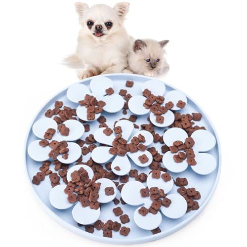 Nopisen Silikon-Schnüffelmatte für Haustiere, langsames Fressen, für Hunde, Katzen, Leckmatte für Geruchstraining, langsames Fressen mit Saugnapf, Leckmatte für Hunde und Katzen (blau) von Nopisen