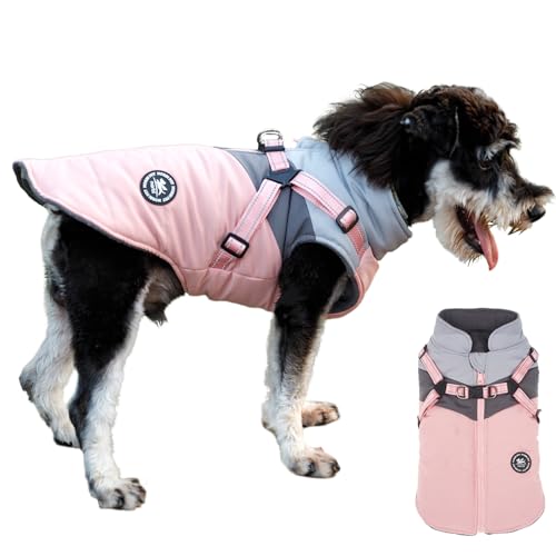 Norbi Haustier Warme Jacke Kleine Hunde Weste Geschirr Welpen Winter 2 in 1 Outfit Kaltes Wetter Mantel (X-Large, Pink-A) von Norbi