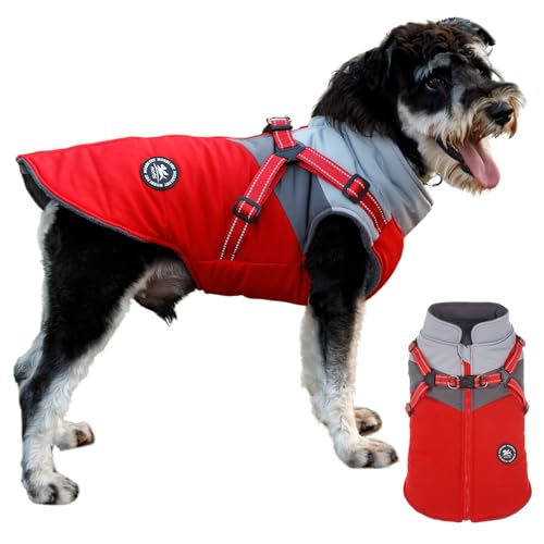 Norbi Haustier-Warme Jacke für kleine Hunde, Welpen, Winter, 2-in-1-Outfit, kaltes Wetter, Mantel (XS, Rot-A) von Norbi