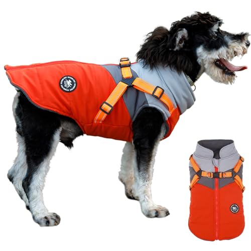 Norbi Haustier-Warme Jacke für kleine Hunde, Welpen, Winter, 2-in-1-Outfit, kaltes Wetter, Mantel (groß, orange-A) von Norbi