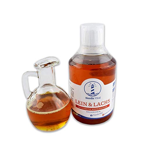 NordicVital Leinöl & Lachsöl 500ml Flasche Barföl Mischung für Hunde & Katzen – Omega 3, 6 und 9 – Naturprodukt & ohne Zusätze Perfekt zum Barfen NordicVital Leinöl & Lachsöl 500ml Flasche Barföl Mischung für Hunde & Katzen – Omega 3, 6 und 9 – Naturprodukt & ohne Zusätze Perfekt zum Barfen von NordicVital