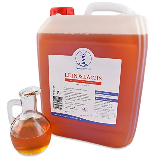 NordicVital Leinöl & Lachsöl Barföl Mischung für Hunde & Katzen– 5L Kanister, Omega 3, 6 und 9 – Naturprodukt Perfekt zum Barfen NordicVital Leinöl & Lachsöl Barföl Mischung für Hunde & Katzen– 5L Kanister, Omega 3, 6 und 9 – Naturprodukt Perfekt zum Barfen von NordicVital