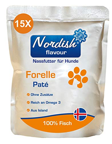 Nordish flavour Forelle Nassfutter für Hunde aus 100% isländischem Fisch | Getreidefrei, Zuckerfrei | Forelle 15x300g von Nordish flavour