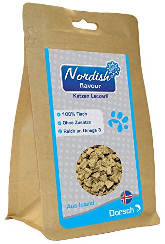Nordish flavour Katzen Leckerlis aus Dorsch - aus 100% isländischem Fisch - Zuckerfrei - Getreidefrei - 1x80g Tüte von Nordish flavour