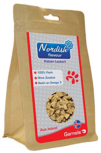 Nordish flavour Katzenleckerlis mit Garnele, aus 100% Fisch | Zuckerfrei, Getreidefrei, Reich an Omega 3 | 1x 80g Tüte von Nordish flavour
