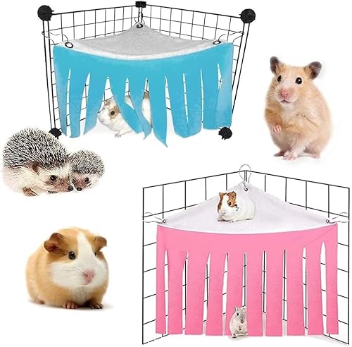Norhogo 2 Pcs Nest Bett Zelt, Meerschweinchen Versteck Hängematte Nest Bett Zelt Kleintier Hamster Leine Tier Zubehör Spielzeug für Meerschweinchen, Chinchilla, Kaninchen, Ratte, Igel(Rosa/Blau) von Norhogo