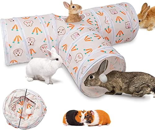 Norhogo 3-Wege Kaninchen Tunnel Katzenspielzeug Katzentunnel Spielzeug Faltbar Zwergkaninchen Tunnel für Hasen Meerschweinchen Katzen von Norhogo