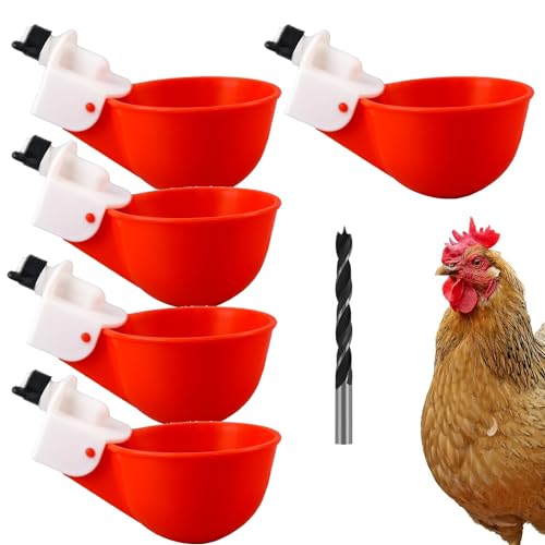 Norhogo 5 Stück Hühnertränke, automatische Geflügeltränke, für Hühner Tränke Hühnerzubehör Automatische Geflügeltränke Set mit Bohrer für Hühner Enten Gänse Truthähne Taube von Norhogo
