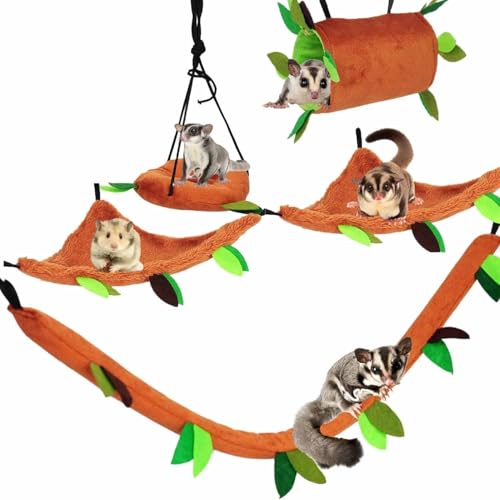 Norhogo 5-Teiliges Kleintiere Dschungel hängen Käfig Spielzeug Hängematte, Haustier Hängematte Schaukel Spielzeug Set für Hamster Meerschweinchen Chinchilla Vogel Eichhörnchen Kaninchen von Norhogo