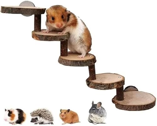 Norhogo 5-stufige Hamsterleiter aus Holz, Hamster Holzleiter, Hamster-Übungsspielzeug, lattform Brücken Sprungbrett Trainingsgerät für Mäuse, Rennmäuse, Ratten, Eichhörnchen, Papageien von Norhogo