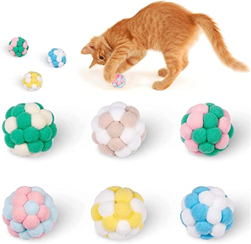 Norhogo 6 Stück Katzen Spielzeug Katzenspielzeugkugeln mit Glöckchen Kauspielzeug Interaktives Katzenspielzeug Bälle für Katzen Kätzchen Spielen Kauen Kratzen von Norhogo