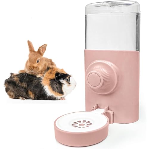 Norhogo Automatischer Wasserspender Kaninchen, Kaninchentrinker Futterautomat, 600 ML Hamster-Wasserflasche, Hängend Haustier Trinkflasche Hasen Meerschweinchen Hamster Chinchilla Frettchen (rosa) von Norhogo