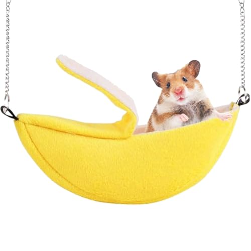 Norhogo Banana Typ Hamster Hängematte Warmes Haus Käfig Hängematte für Kleine für Kleine Tiere Warm Plüsch Kuschelhöhle Hängebett Käfig Schlaf Nest für Ratte Frettchen Chinchillas Rennmäuse (Gelb) von Norhogo