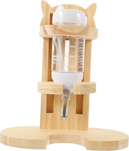 Norhogo Einstellbar Holz Hamster Wasserspender, Automatisch HäNgende Wasserflasche, Hamster Trinkflasche mit Ständer, für Zwerghamster, Goldhamster, Farbige Mäuse, Prärielemminge Verwendet (80 ml) von Norhogo