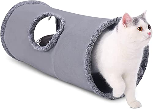 Norhogo Faltbar Katzentunnel Katzenspielzeug Großer Katzen Tunnel Spieltunnel Knisternder Rascheltunnel Geeignet für Alle Katzen Kaninchen Welpen und Kleine Tiere Grau von Norhogo
