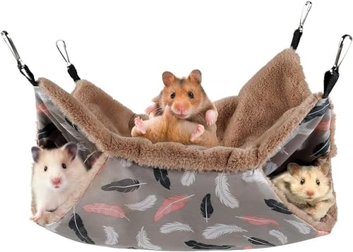 Norhogo Hängematte Doppelschicht Haustier Hängende Bett Haustier Decke, Kleine Hängematte für Haustiere für Hamster, Chinchilla, Meerschweinchen, Maus, Eichhörnchen, Igel, kleine Tiere (Kaffee-Feder) von Norhogo