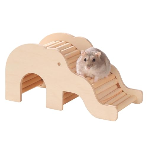 Norhogo Hamster Hideout Kletterleiter, Hamsterversteck Spielzeug, Versteck Nest Kleines Versteck, Übungsspielzeug Versteckspielzeug in Elefantenform Hamster Schlafhaus hölzern von Norhogo
