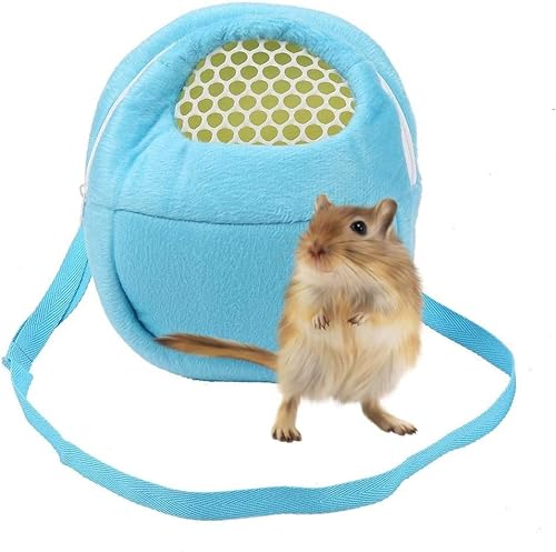 Norhogo Hamster Ratten Igel Kaninchen Schlafsack Breathable Portable Ausgehenden Reise Haustier Tragetasche für kleine Haustiere, Igel, Zucker, Eichhörnchen, Kaninchen (Blau) von Norhogo
