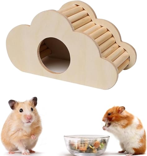 Norhogo Hamster Zubehör, Hamster Spielzeug, Hamster Haus aus Holz Hamster Versteck Hamsterhaus Treppe Spielzeug Hamster Zubehör für Chinchilla/Ratten/EichhöRnchen/Kleine und Goldhamster (Wolkenform) von Norhogo
