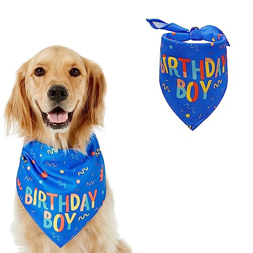 Norhogo Hund Geburtstag Bandana, Dreieck Hund Halstuch für Kleine Mittel Große Hunde, Bandana für Hunde Welpen Geburtstag Party, Junge Hund Happy Birthday Bandana, Blau von Norhogo