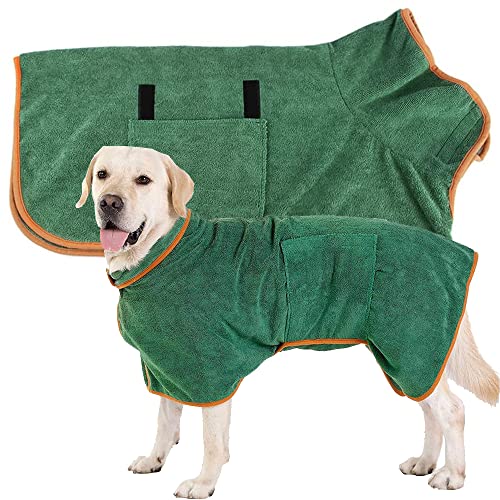 Norhogo Hunde-Bademantel, Handtuch, Mikrofaser, super trocknend, Mantel, grüner Bademantel, Haustier-Frottee-Bademantel, verstellbarer Kragen und Taille, Hunde-Trockenmäntel für Hunde (L (51–60 cm)) Norhogo Hunde-Bademantel, Handtuch, Mikrofaser, super trocknend, Mantel, grüner Bademantel, Haustier-Frottee-Bademantel, verstellbarer Kragen und Taille, Hunde-Trockenmäntel für Hunde (L (51–60 cm)) von Norhogo